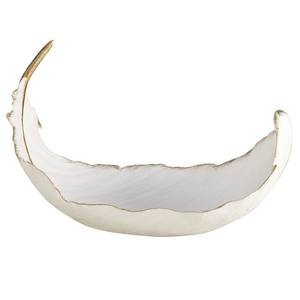 lot 2417 image: CosmoLiving by Cosmopolitan Polystone Bird Curved Feather Decorative Bowl with Distressed Gold Accents, 13 x 8 x 8, White, SMALL SIZE