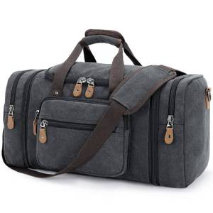lot 2418 image: Gonex Canvas Duffle Bag for Travel 60L Expandable Duffel Weekend Overnight Bag men (Dark Gray)