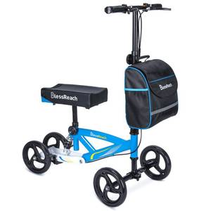 lot 2425 image: BlessReach Economy Knee Scooter Steerable Knee Walker for Foot Injuries Compact Crutches with Dual Rear on-Wheel Brake and Shock Absorption Under The Knee pad