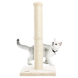 lot 2433 image: Karolpar 34inch Cat Scratching Post with Natural Sisal Rope 4.3Inch Large Diameter Scratcher Post Tree for Indoor Cats Beige