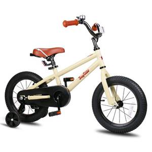 lot 3482 image: JOYSTAR 12 Inch Kids Bike for 2 3 4 Years Boys Girls Gifts Bikes Child Toddler Bicycle with Training Wheels BMX Style 85% Assembled Beige