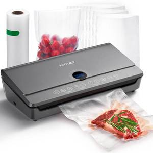 lot 3497 image: HiCOZY Vacuum Sealer Machine with Built-in Cutter and Bag Storage - Air Sealer for Sous Vide and Food Storage with BPA Free Bags and Roller Bag, Space Gray