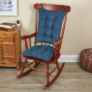 lot 3506 image: The Gripper Twill Jumbo XL Non-Slip Rocking Chair Cushion Set with Thick Padding, Includes Seat Pad & Back Pillow with Ties for Indoor Living Room Rocker, 17x17 Inches, 2 Piece Set, Sapphire