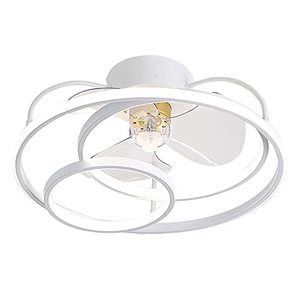lot 3510 image: REYDELUZ 20 Modern Ceiling Fans with Lights and Remote, Dimmable Low Profile Ceiling Fan, Flush Mount Bladeless Ceiling Fan, Stepless Color Temperature Change and 6 Speeds