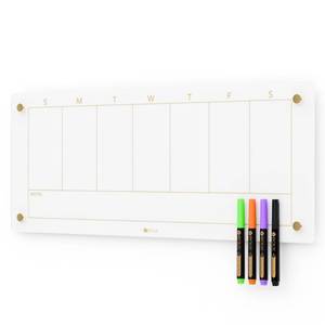 lot 3513 image: Glass Golden Weekly Dry Erase Calendar White Board for Wall, to Do List & 7 Days Planner Whiteboard for Home Office, 23x9.5