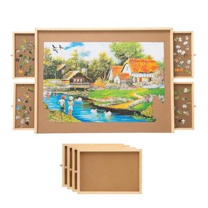 lot 3521 image: SNAIL Jumbo Wooden Jigsaw Puzzle Board Portable Puzzle Plateau with Storage Drawers for Adults, 34x26 Large Jigsaw Puzzle Table with Smooth Fiberboard Work Surface for 1500 Pieces Puzzles