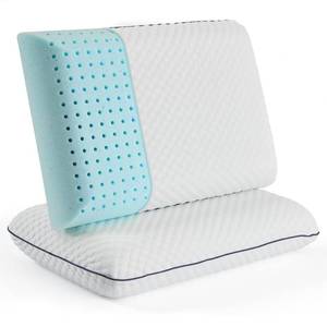 lot 3532 image: WEEKENDER 1 Pack Gel Memory Foam Pillow �� Set of Two Pillows - Ventilated Cooling Pillows �� Removable, Machine Washable Cover - Queen