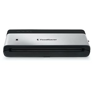 lot 3538 image: FoodSaver Vacuum Sealing Machine  PowerVac Compact Vacuum Sealer  Vertical Storage  Stainless Steel & Black  VS0150