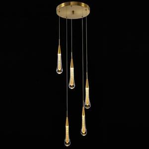 lot 3541 image: WALUIN 5-Light LED Chandelier Modern Pendant Light Raindrop, Crystal Pendant Light Fixtures, Gold Pendant Lighting for Kitchen Island Foyer Hallway Bedroom 4000K Neutral White