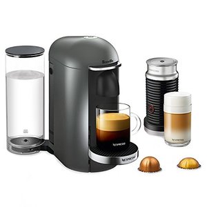 lot 3548 image: Nespresso VertuoPlus Deluxe Coffee and Espresso Machine by Breville with Milk Frother, Titan