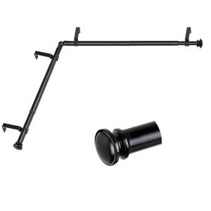 lot 3550 image: TONIAL Corner Window Curtain Rods, 36-72 Inch Center Rod for window 34 Inch Decoratice Telescoping Drapery Rods with Small Cap End, Black