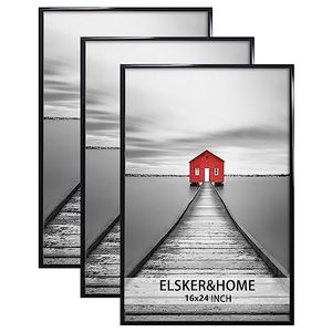 lot 3556 image: ELSKER&HOME 16x24 Poster Frame 3 Pack, Black Picture Frame for Horizontal or Vertical Wall Mounting, Sturdy and Scratch-proof