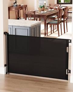lot 3562 image: Cumbor Baby Gate Retractable Gates for Stairs, Mesh Dog Gate for The House, Wide Pet Gate 33 Tall, Extends to 55 Wide, Long Child Safety Gates for Doorways, Hallways, Cat Gate IndoorOutdoor(Black)