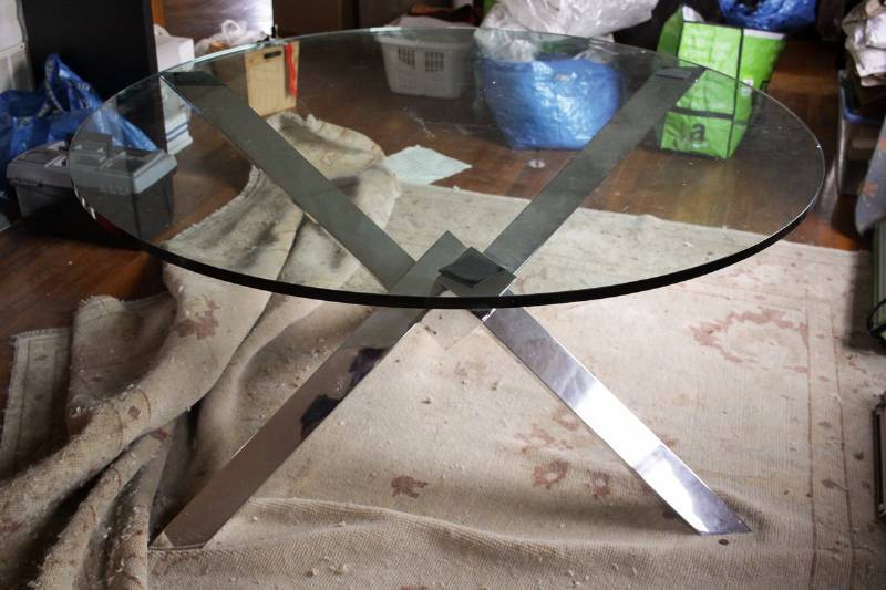 lot 3074 image: Chrome Pyramid Dining Table