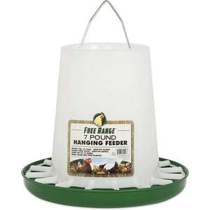 lot 1545 image: Free Range Plastic Hanging Poultry Feeder GreenWhite 7 Pound