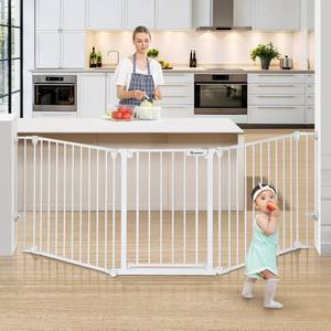 lot 1559 image: COMOMY 80 Extra Wide Baby Gate, Dog Gate for House Stairs Doorways Fireplace, Auto Close Pet Gate with Door Walk Through, 3 Metal Panels, Hardware Mounted Baby Fence Indoor Outdoor(30 Tall, White)
