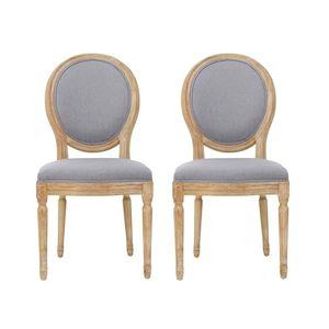 lot 1566 image: Christopher Knight Home Phinnaeus Fabric Dining Chairs, 2-Pcs Set, Light Grey. (One Chair Has A Broken Leg)