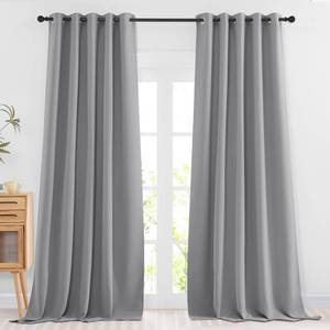 lot 1588 image: NICETOWN Bedroom Blackout Curtains & Drapes - Energy Saving Thermal Insulated Solid Grommet Light Blocking Window Treatments Privacy Room Divider for Living Room (2 Panels, Silver Grey, W66 x L102)