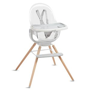lot 1598 image: Munchkin� 360° Cloud�� Baby and Toddler High Chair with Clear Seat and 360° Swivel, White and Grey with Wooden Legs