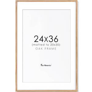 lot 1600 image: Oak 24x36 Picture Frame Matted to 20x30, 24x36 Wood Poster Frame, Rustic Wooden Frame 36 x 24 with Real Glass, 24 x 36 Wood Frame, 24 by 36 Art Frame Large Frame for Home Decor