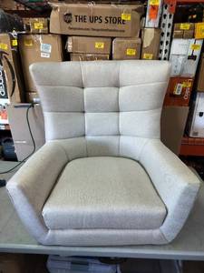 lot 1613 image: Grey Chair With Light Brown Wooden Legs. Sits 18In Off The Ground. (Not Assembled)