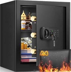 lot 2302 image: 2.3 cu ft Spacious Fire Proof Safe Boxes for Home Use, Large Home Safe with Fireproof A4 Document Bag & Mute Function, Combination Lock Box for Money Firearm Medicine Document (Scuffs, Scratches & Locked With Keys Inside)