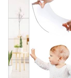 lot 2305 image: SLCARACC Full Length Wall Mirror Tiles, 16x 16x 4 Pcs Acrylic Mirror Wall-Mounted, Non Glass Safety Mirror Great for Baby Kids Playroom, Used as Dorm Mirror Door Mirror Gym Mirror (2 Pack)