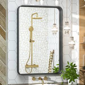 lot 2312 image: TokeShimi 20 x 30 Inch Matte Black Bathroom Wall Mirror Vanity Metal Frame Round Corner Rectangular for Home Decor Living Room Entryway (HorizontalVertical)