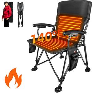 lot 2334 image: NBBX Heated Camping Chair, Portable Heated Folding Chairs, Heats Back and Seat with 3 Heat Levels Heated Foldable Camp Seat Supports 600 lbs for Outdoor Sports Camping Patio Picnics