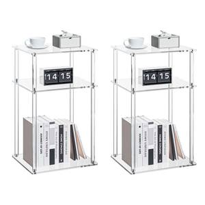 lot 2335 image: Cuguords Clear Acrylic Side Table for Small Spaces, Acrylic Nightstand for Bedroom Set of 2, 3 Tire CoffeeEnd Table for Living Room, Bedside Table, Acrylic Furniture 13.9 L X 11.5 W X 22