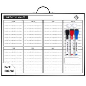 lot 2338 image: ARCOBIS Weekly Dry Erase Board for Wall, 12 x 16 Small Magnetic White Board Calendar Dry Erase, Hanging Double-Sided Whiteboard Planner for to Do List, Planning, School, Home Office, Black (Missing Markers)