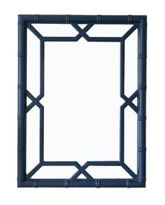 lot 2339 image: SORBARIA Bamboo-Look Solid Wood Window Pane Mirror 23 X 31 - Blue