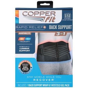 lot 2368 image: Copper Fit Unisex Rapid Relief Back Support Brace with HotCold Therapy Adjustable