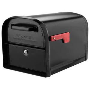 lot 3811 image: Architectural Mailboxes 6300 Oasis 360 Post Mount Locking Drop Mailbox - Black - Retail $116.63