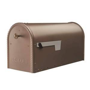 lot 3818 image: Architectural Mailboxes Edwards Large Steel Post Mount Mailbox Venetian Bronze EM160VBAM