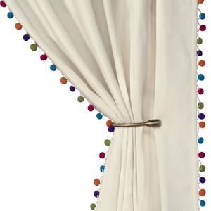 lot 3821 image: LORDTEX Multi Color Pom Pom Curtains for Kids Room - Thermal Insulated Curtains Noise Reducing Light Blocking Rod Pocket Window Drapes for Boys and Girls Bedroom, 52x54 inch, Vanilla