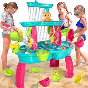 lot 3826 image: VATOS 3 Tier Sand Water Table for Girls, Kids Splash Sand Table Water Toys for Aged 3 4 5 6 7 8 9, Summer Water Activity Table Beach Backyard Garden Outdoor Toy for Toddler Kids