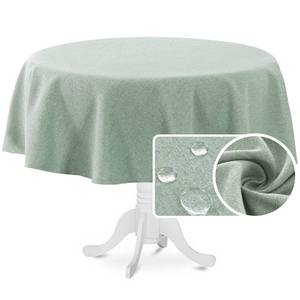 lot 3829 image: H.VERSAILTEX Linen Textured Tablecloth Round 60 inch Waterproof Solid Linen Woven Tablecloth Spill-Proof Linen Look Cover for Party Table Feature Extra Soft and Thick Fabric Wrinkle Free, Sage