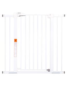 lot 3840 image: BABELIO 36 Extra Tall Dog Gate, 26-40 Wide Auto Close Baby Gate, Pressure Mounted Metal Pet Gate, Easy Install No Drilling, No Tools Required, with Wall Protectors and Extenders (White)