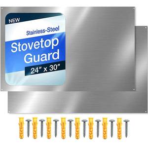 lot 3841 image: (2 Pack)24 x 30 Reversible Metal Backsplash Matching screws  Compatible with Broan-NuTone SP3004 - Ultra Flat and Flushed Metal Panel Splatter Guard for Stovetop Easy Installation