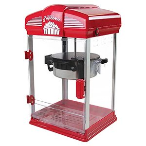 lot 3847 image: West Bend Stir Crazy Movie Theater Popcorn Popper with Nonstick Popcorn Kettle, Measuring Tool and Popcorn Scoop for Gourmet Popcorn Machine , 4 Qt., Red