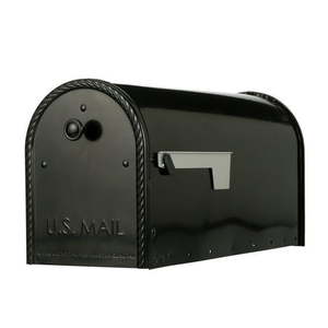 lot 3849 image: Architectural Mailboxes Edwards Large Steel Post Mount Mailbox Black EM160BAM