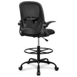lot 3859 image: Primy Drafting Chair Tall Office Chair with Flip-up Armrests Executive Ergonomic Computer Standing Desk Chair with Lumbar Support and Adjustable Footrest Ring (Black)