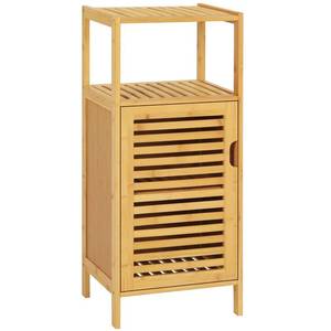 lot 3864 image: VIAGDO Bamboo Cabinet, Bathroom Storage Cabinet with Single Door and Shelf, Freestanding Bathroom Cabinet, Kitchen Cupboard, Sofa Side Table for Living RoomHallwayBedroomKitchen