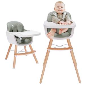 lot 3865 image: Mallify 3-in-1 Convertible Wooden High Chair,Baby High Chair with Adjustable Legs & Dishwasher Safe Tray, Made of Sleek Hardwood & Premium Leatherette, Green Color