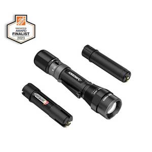 lot 3877 image: 800 Lumens Dual Power LED Rechargeable Focusing Flashlight with Rechargeable Battery and USB-C Cable Included