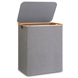 lot 4946 image: efluky Extra Large Laundry Basket with Lid, 145L Single Basket without Inner Bag for Clothes and Toys, Freestanding Collapsible Hamper for Bedroom Bathroom, Grey