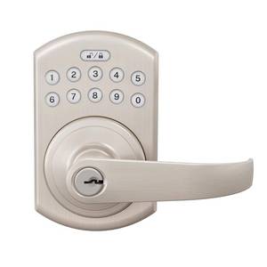 lot 4954 image: Signstek Keypad Entry Lever Door Lock with LED Backlit Keypad PasswordKey Accessibles, Satin Nickel
