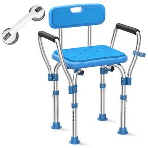 lot 4972 image: UGarden Upgraded Heavy Duty Stainless Steel Shower Chair Seat,Strong Support 500LB Bariatric Bath Chair wArms and BackPadded,Safety Anti-Slip Shower Stool,Adjustable Shower Seat for Elderly,Disabled