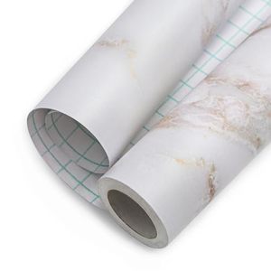 lot 4974 image: Homein Marble Contact Paper, Peel and Stick Countertops Wallpaper Waterproof Self Adhesive Wall Paper Roll for Cabinets Drawers Kitchen Old Furniture, Modern Matt WhiteGold (35.4x78.7)